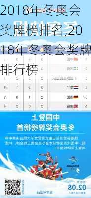 2018年冬奥会奖牌榜排名,2018年冬奥会奖牌排行榜