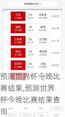 预测世界杯今晚比赛结果,预测世界杯今晚比赛结果查询