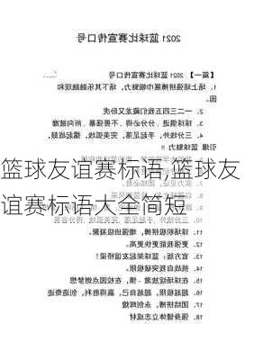 篮球友谊赛标语,篮球友谊赛标语大全简短