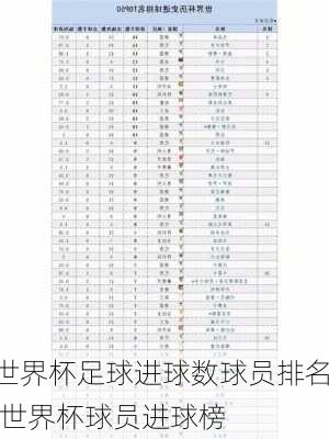 世界杯足球进球数球员排名,世界杯球员进球榜