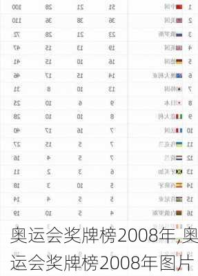 奥运会奖牌榜2008年,奥运会奖牌榜2008年图片