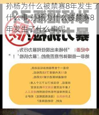 孙杨为什么被禁赛8年发生了什么事,孙杨为什么被禁赛8年发生了什么事呢