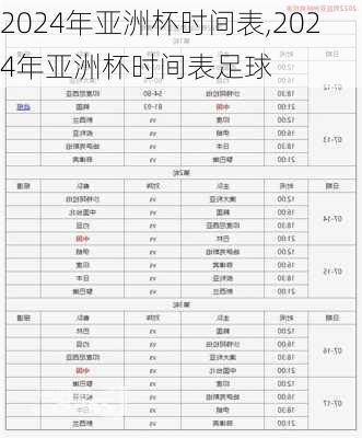 2024年亚洲杯时间表,2024年亚洲杯时间表足球