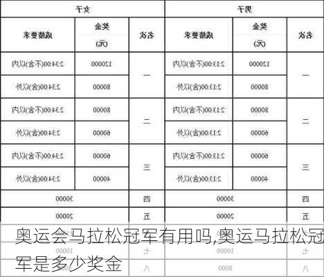 奥运会马拉松冠军有用吗,奥运马拉松冠军是多少奖金