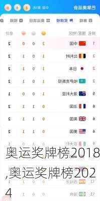 奥运奖牌榜2018,奥运奖牌榜2024