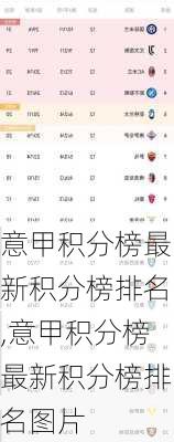 意甲积分榜最新积分榜排名,意甲积分榜最新积分榜排名图片