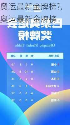 奥运最新金牌榜?,奥运最新金牌榜