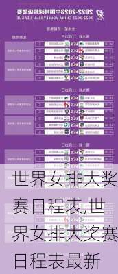 世界女排大奖赛日程表,世界女排大奖赛日程表最新