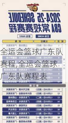 全运会篮球广东队赛程,全运会篮球广东队赛程表