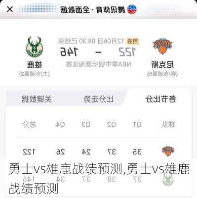 勇士vs雄鹿战绩预测,勇士vs雄鹿战绩预测