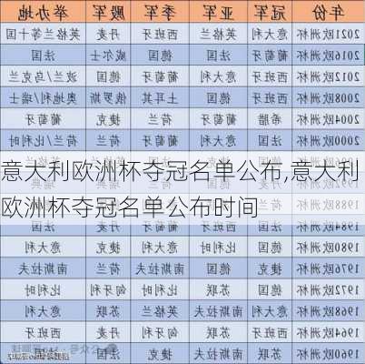 意大利欧洲杯夺冠名单公布,意大利欧洲杯夺冠名单公布时间