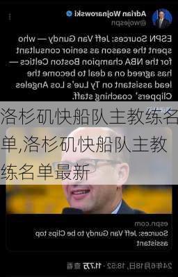 洛杉矶快船队主教练名单,洛杉矶快船队主教练名单最新
