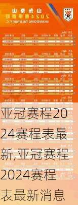 亚冠赛程2024赛程表最新,亚冠赛程2024赛程表最新消息