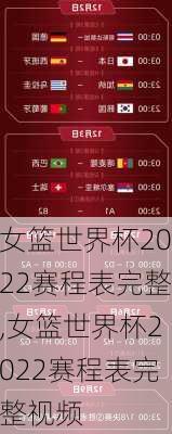 女篮世界杯2022赛程表完整,女篮世界杯2022赛程表完整视频