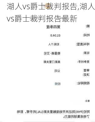 湖人vs爵士裁判报告,湖人vs爵士裁判报告最新