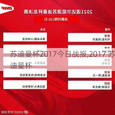 苏迪曼杯2017今日战报,2017 苏迪曼杯