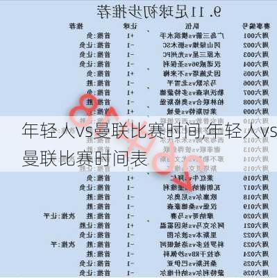 年轻人vs曼联比赛时间,年轻人vs曼联比赛时间表