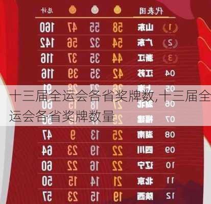 十三届全运会各省奖牌数,十三届全运会各省奖牌数量
