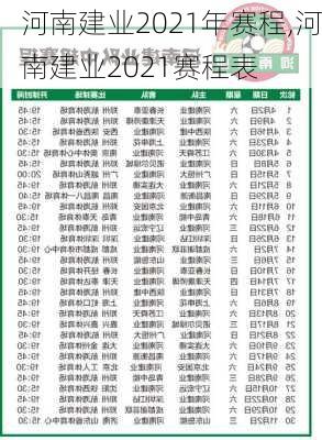 河南建业2021年赛程,河南建业2021赛程表