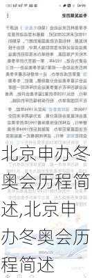 北京申办冬奥会历程简述,北京申办冬奥会历程简述