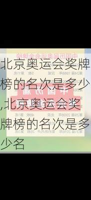 北京奥运会奖牌榜的名次是多少,北京奥运会奖牌榜的名次是多少名