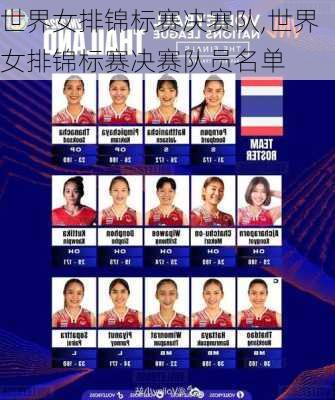 世界女排锦标赛决赛队,世界女排锦标赛决赛队员名单