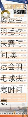 奥运会羽毛球决赛时间,奥运会羽毛球决赛时间表