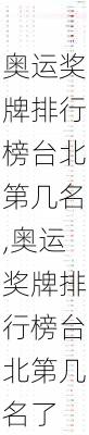 奥运奖牌排行榜台北第几名,奥运奖牌排行榜台北第几名了