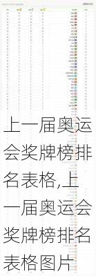 上一届奥运会奖牌榜排名表格,上一届奥运会奖牌榜排名表格图片