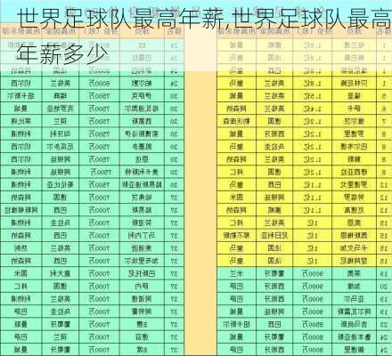 世界足球队最高年薪,世界足球队最高年薪多少