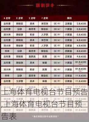 上海体育电视台节目预告,上海体育电视台节目预告表