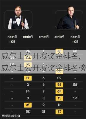 威尔士公开赛奖金排名,威尔士公开赛奖金排名榜