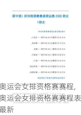 奥运会女排资格赛赛程,奥运会女排资格赛赛程表最新