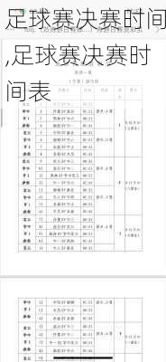 足球赛决赛时间,足球赛决赛时间表