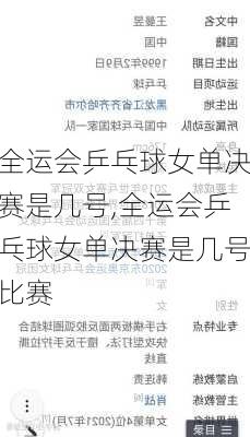 全运会乒乓球女单决赛是几号,全运会乒乓球女单决赛是几号比赛