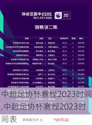 中超足协杯赛程2023时间,中超足协杯赛程2023时间表