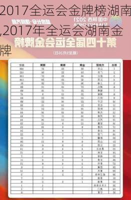 2017全运会金牌榜湖南,2017年全运会湖南金牌