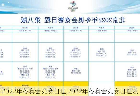 2022年冬奥会竞赛日程,2022年冬奥会竞赛日程表