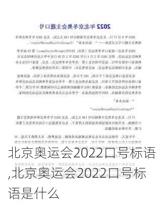 北京奥运会2022口号标语,北京奥运会2022口号标语是什么