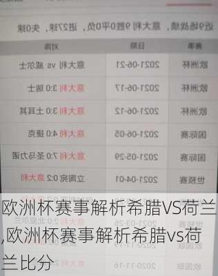 欧洲杯赛事解析希腊VS荷兰,欧洲杯赛事解析希腊vs荷兰比分