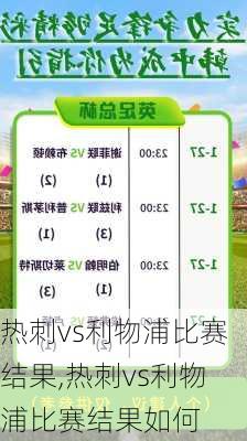 热刺vs利物浦比赛结果,热刺vs利物浦比赛结果如何