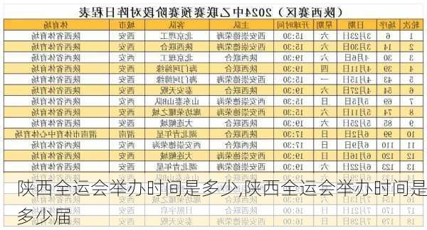 陕西全运会举办时间是多少,陕西全运会举办时间是多少届