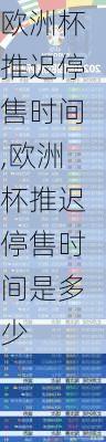 欧洲杯推迟停售时间,欧洲杯推迟停售时间是多少