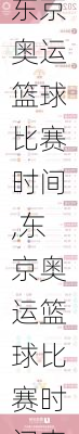 东京奥运篮球比赛时间,东京奥运篮球比赛时间表
