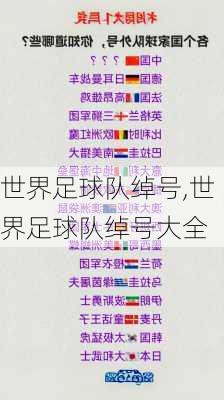 世界足球队绰号,世界足球队绰号大全