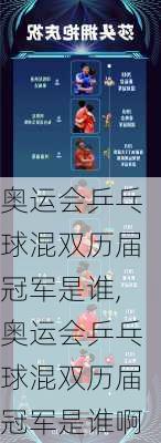 奥运会乒乓球混双历届冠军是谁,奥运会乒乓球混双历届冠军是谁啊