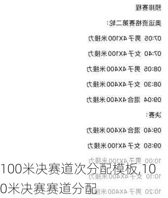 100米决赛道次分配模板,100米决赛赛道分配