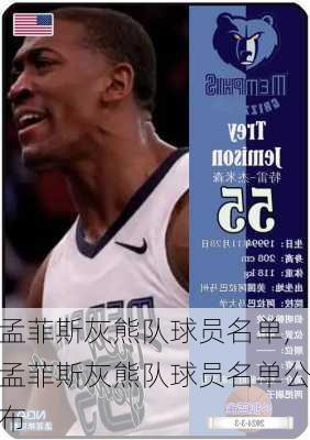 孟菲斯灰熊队球员名单,孟菲斯灰熊队球员名单公布