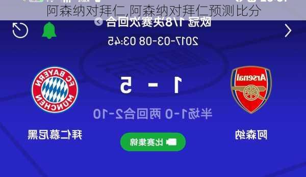 阿森纳对拜仁,阿森纳对拜仁预测比分