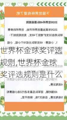 世界杯金球奖评选规则,世界杯金球奖评选规则是什么
